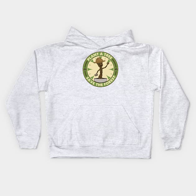 Plant A Tree Save The Forest Kids Hoodie by DeepDiveThreads